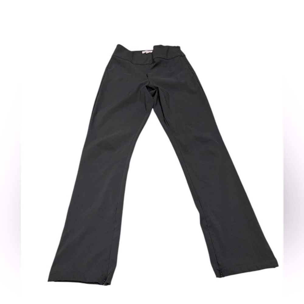 Good American Black Pull-On Pants Size 2 Lined Stretch Zipper Hem Slim Fit